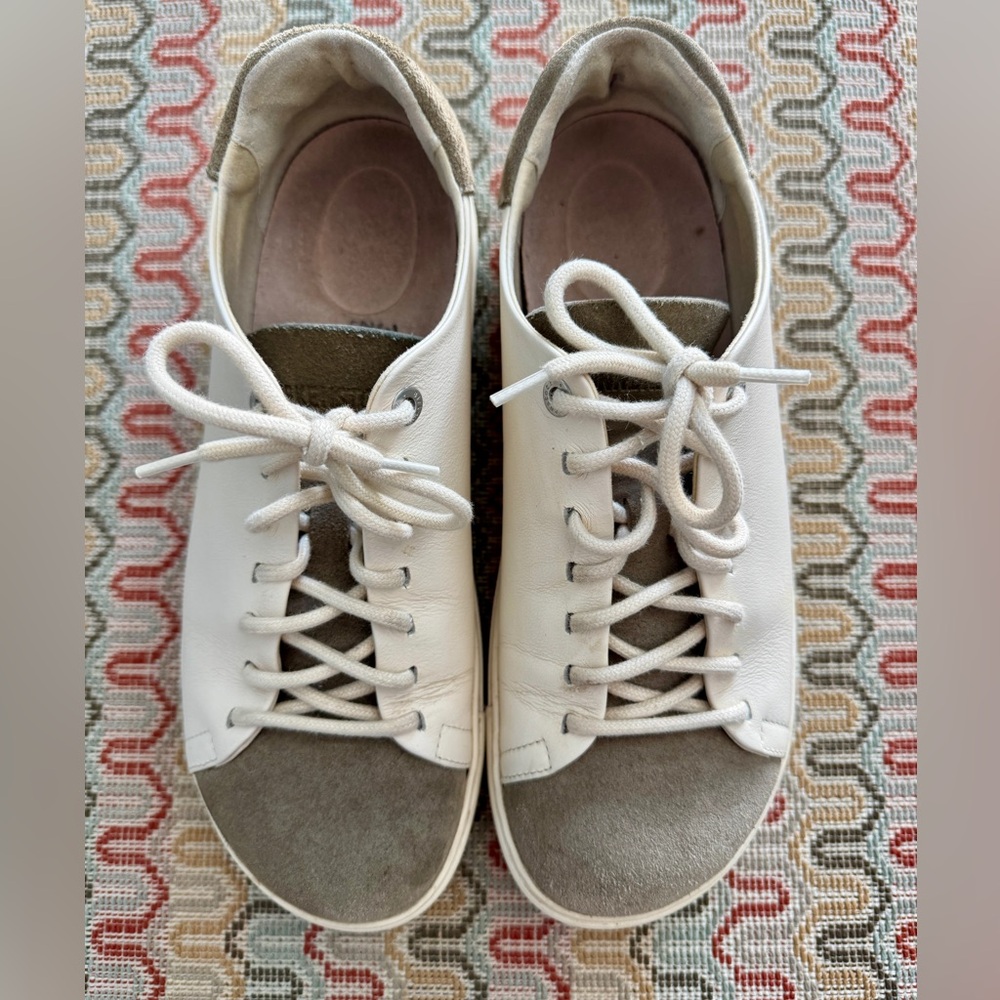 Birkenstock Bend Two-Toned Cream and Taupe Sneakers - 39 Narrow (8.5)